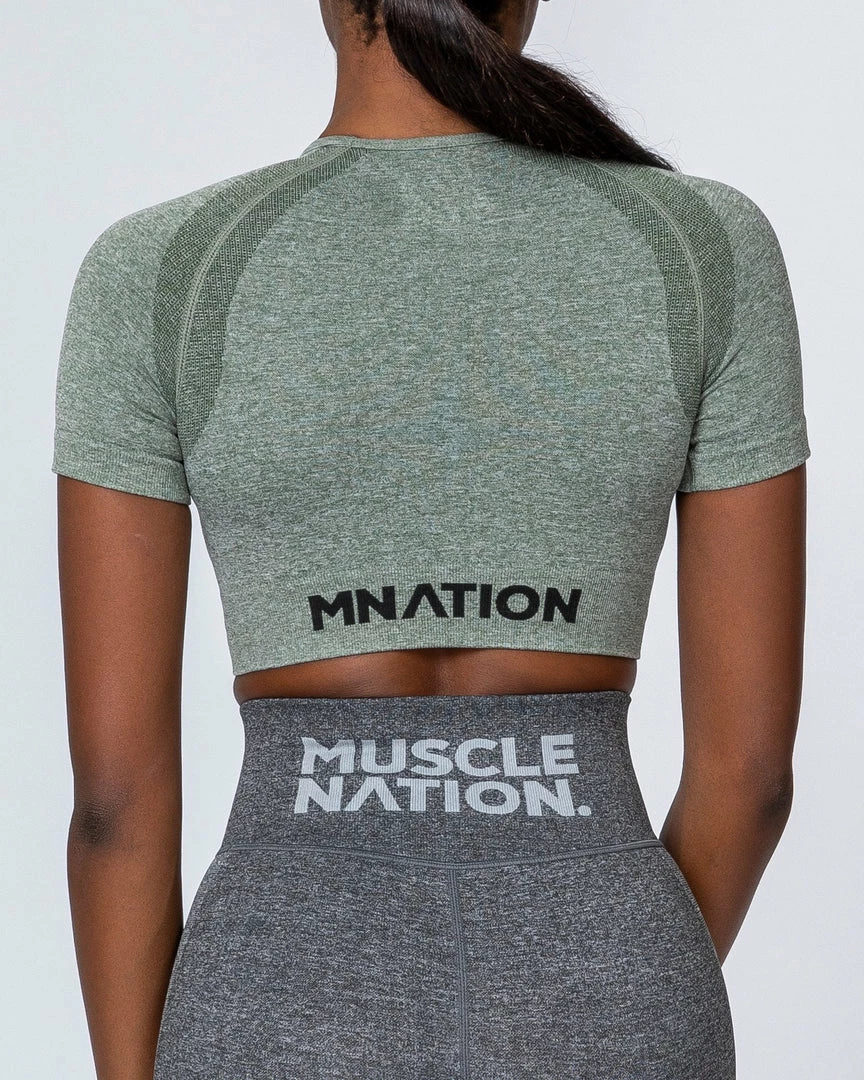 Best Sale ๐ Muscle Nation Classic Seamless Tee - Khaki Marl ๐ฉ Womens โ๏ธ 4 Muscle Nation Classic Seamless Tee - Khaki Marl Womens