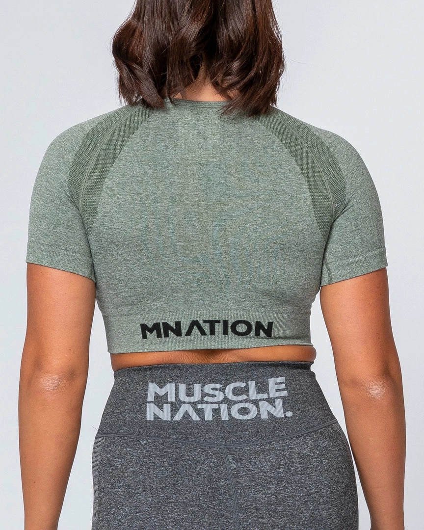 Best Sale ๐ Muscle Nation Classic Seamless Tee - Khaki Marl ๐ฉ Womens โ๏ธ 7 Muscle Nation Classic Seamless Tee - Khaki Marl Womens