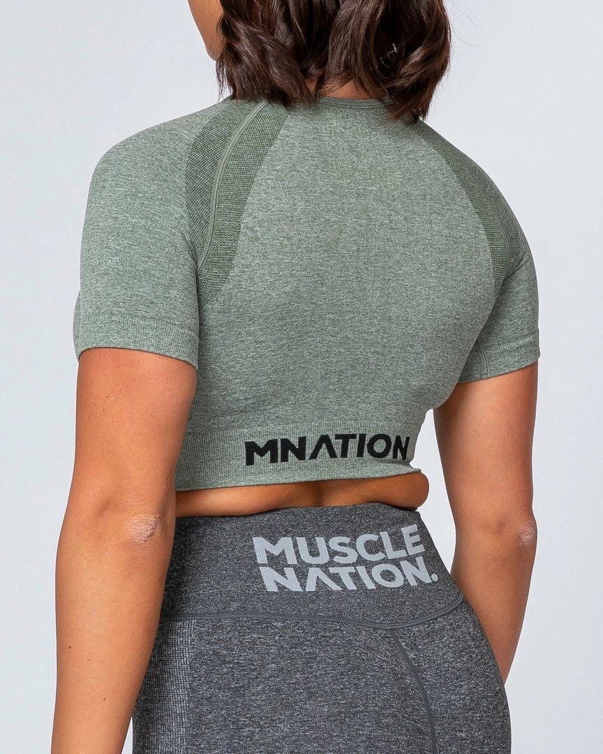 Best Sale ๐ Muscle Nation Classic Seamless Tee - Khaki Marl ๐ฉ Womens โ๏ธ 8 Muscle Nation Classic Seamless Tee - Khaki Marl Womens