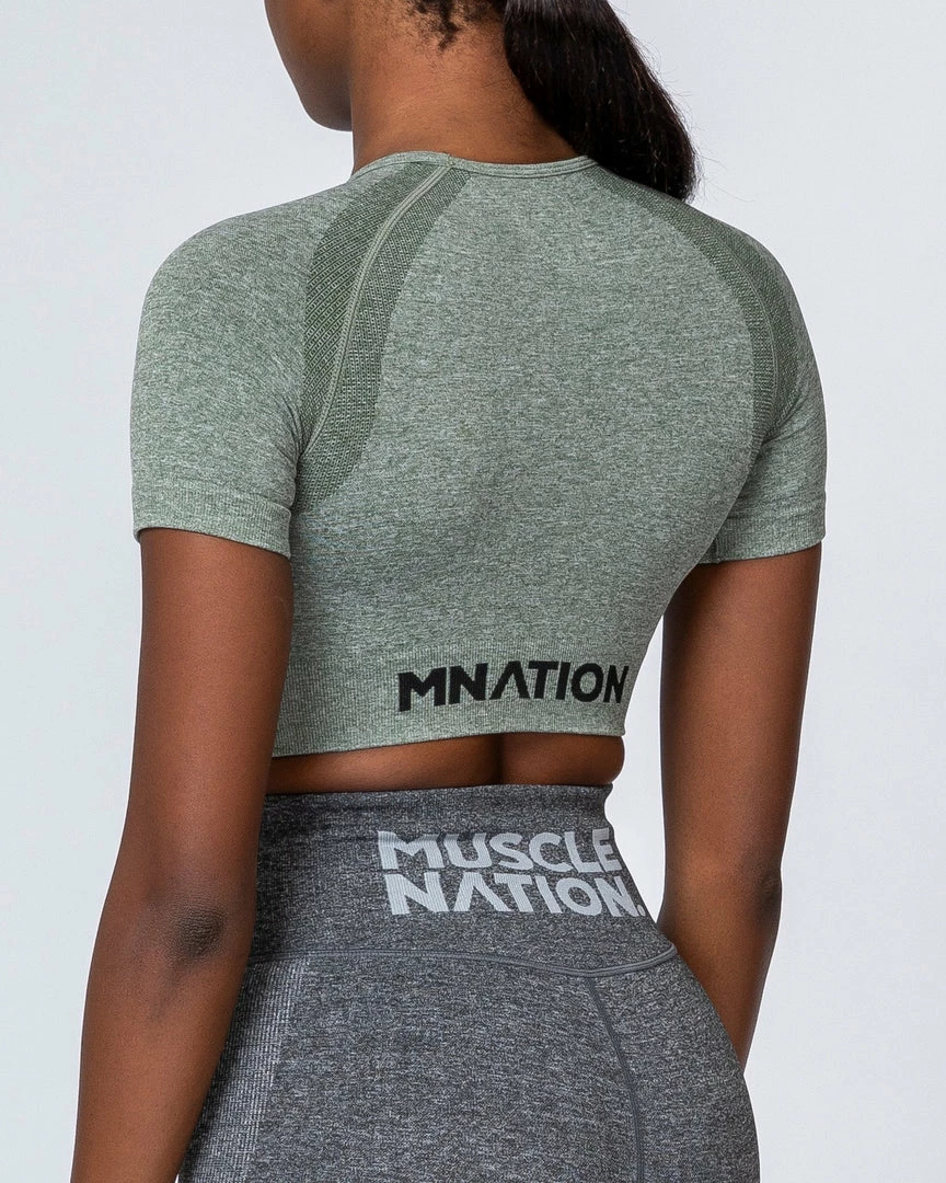 Best Sale ๐ Muscle Nation Classic Seamless Tee - Khaki Marl ๐ฉ Womens โ๏ธ 10 Muscle Nation Classic Seamless Tee - Khaki Marl Womens