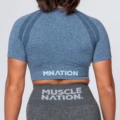 Muscle Nation Womens Classic Seamless Tee - Navy Marl
