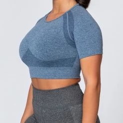 Muscle Nation Womens Classic Seamless Tee - Navy Marl