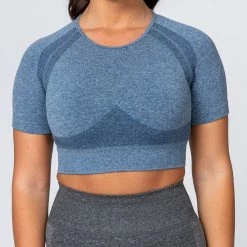 Muscle Nation Womens Classic Seamless Tee - Navy Marl