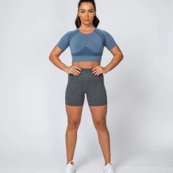 Muscle Nation Womens Classic Seamless Tee - Navy Marl