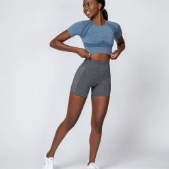 Muscle Nation Womens Classic Seamless Tee - Navy Marl