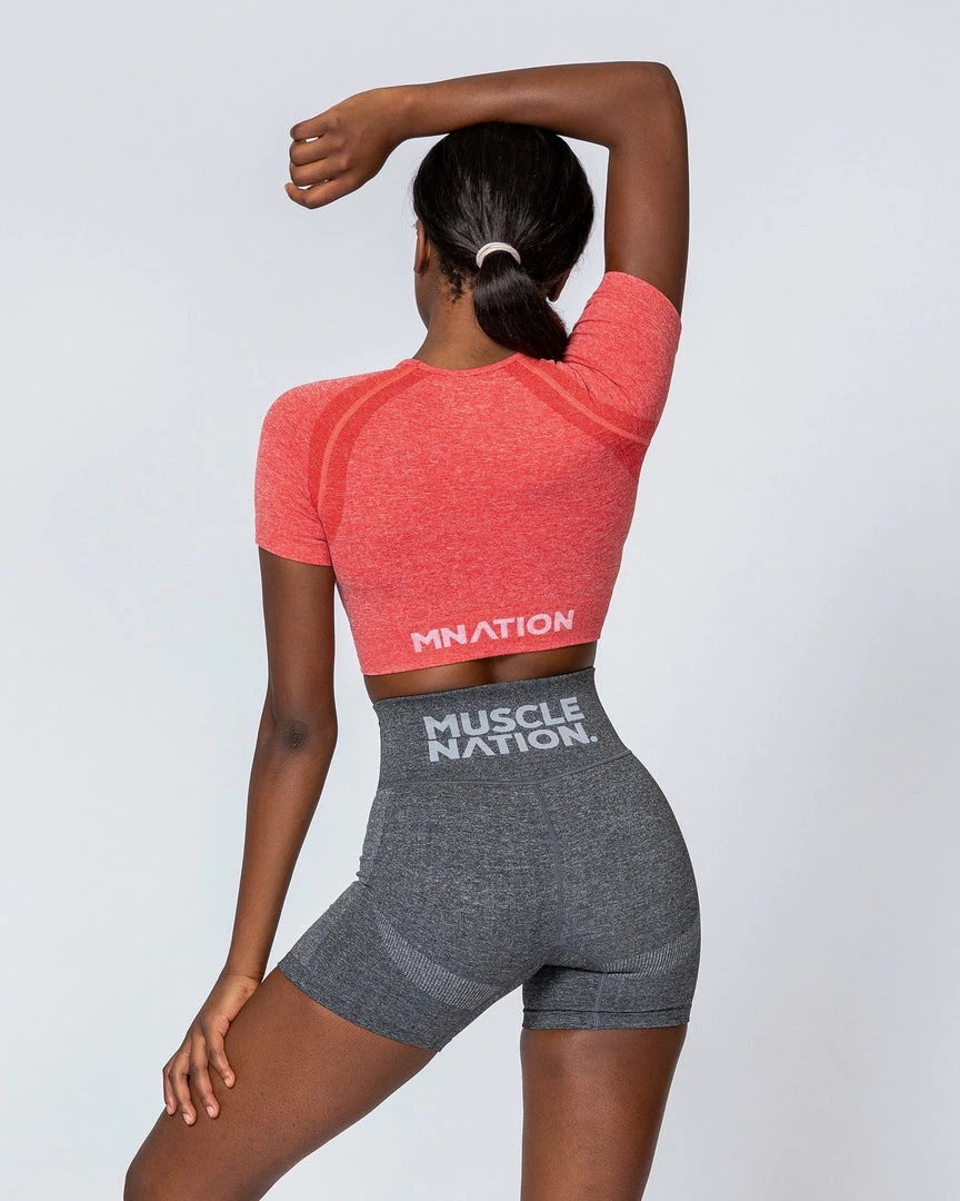 New ๐ Muscle Nation Classic Seamless Tee - Poppy Marl โจ 4 Muscle Nation Classic Seamless Tee - Poppy Marl