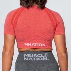 New ๐ Muscle Nation Classic Seamless Tee - Poppy Marl โจ 22 Muscle Nation Classic Seamless Tee - Poppy Marl