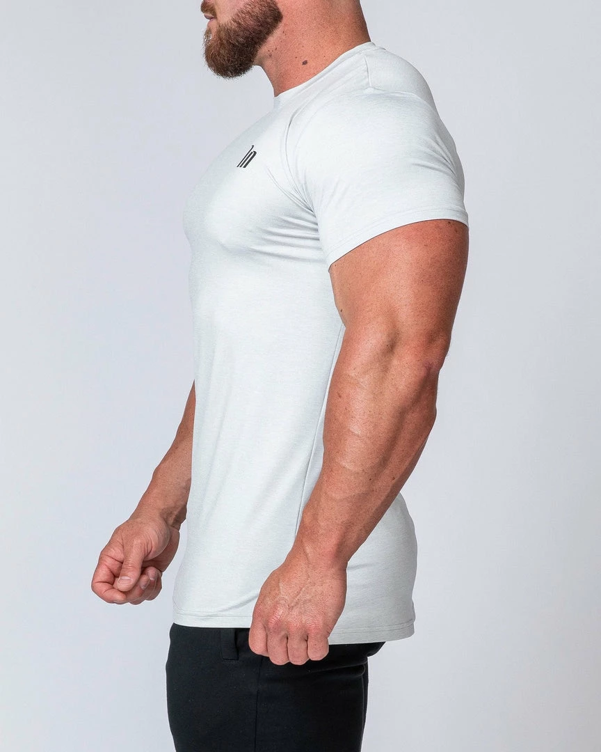 Outlet 👍 Muscle Nation ClimaFlex Tshirt - White Marl Mens 👍 7 Muscle Nation ClimaFlex Tshirt - White Marl Mens