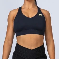 Muscle Nation Comfort Bra - Black With Acid Lime Womens
