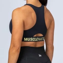 Muscle Nation Comfort Bra - Black With Acid Lime Womens