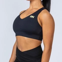 Muscle Nation Comfort Bra - Black With Acid Lime Womens