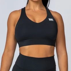 Muscle Nation Comfort Bra - Black With White Womens
