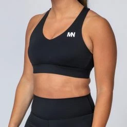 Muscle Nation Comfort Bra - Black With White Womens
