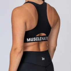 Muscle Nation Comfort Bra - Black With White Womens