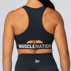 Muscle Nation Comfort Bra - Black With White Womens