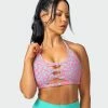 Best Pirce 🎁 Muscle Nation Coastal Bralette - Cotton 🍬 Candy Cheetah Print ✔️ 2 Muscle Nation Coastal Bralette - Cotton Candy Cheetah Print