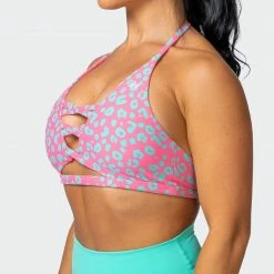 Muscle Nation Coastal Bralette - Cotton Candy Cheetah Print