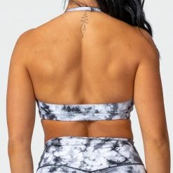 Muscle Nation Coastal Bralette - Grey Black Tie Dye Print