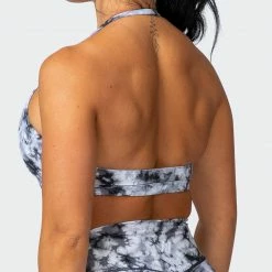 Muscle Nation Coastal Bralette - Grey Black Tie Dye Print