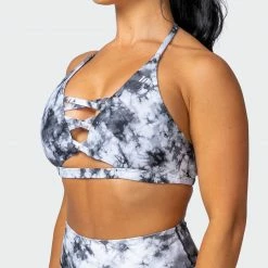 Muscle Nation Coastal Bralette - Grey Black Tie Dye Print