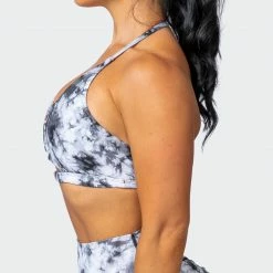 Muscle Nation Coastal Bralette - Grey Black Tie Dye Print