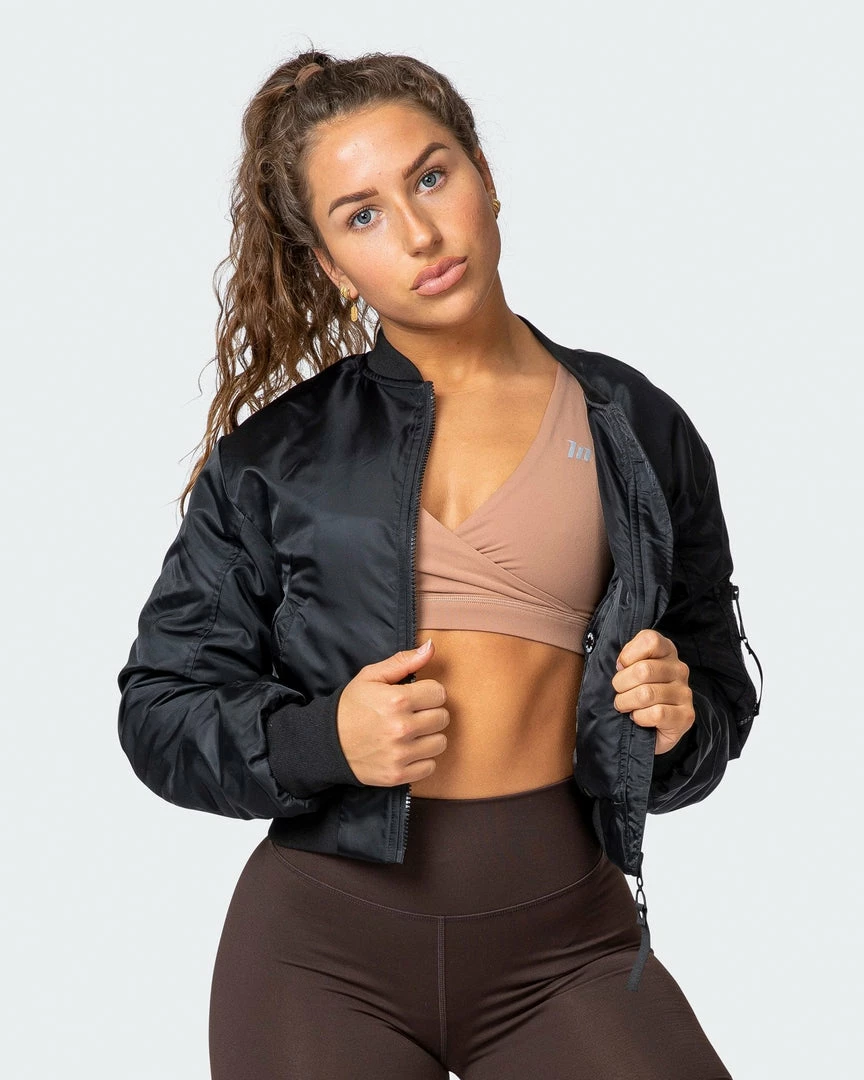 Best Sale ๐ Muscle Nation ๐ฉ Womens Cropped Bomber Jacket - Black โจ 5 Muscle Nation Womens Cropped Bomber Jacket - Black