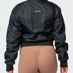 Best Sale ๐ Muscle Nation ๐ฉ Womens Cropped Bomber Jacket - Black โจ 23 Muscle Nation Womens Cropped Bomber Jacket - Black