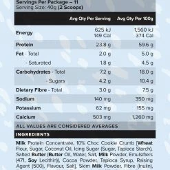 Muscle Nation 30% EOFY SALE CUSTARD Casein Protein - Cookies & Cream - 11 Serves