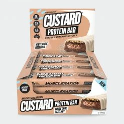 Muscle Nation 30% EOFY SALE CUSTARD Protein Bar - White Choc Hazelnut - Box Of 12