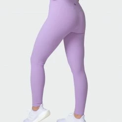 Muscle Nation Zero Rise Rib Ankle Length Leggings - Lilac Welcome To The Club