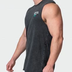 Muscle Nation Mens MN Club Vintage Tank - Washed Black Welcome To The Club