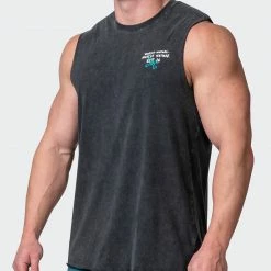Muscle Nation Mens MN Club Vintage Tank - Washed Black Welcome To The Club