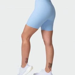 Muscle Nation Zero Rise Rib Bike Shorts - Periwinkle Welcome To The Club