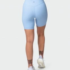 Muscle Nation Zero Rise Rib Bike Shorts - Periwinkle Welcome To The Club