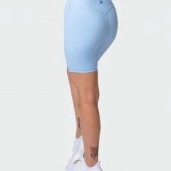 Muscle Nation Zero Rise Rib Bike Shorts - Periwinkle Welcome To The Club