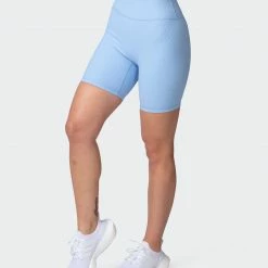 Muscle Nation Zero Rise Rib Bike Shorts - Periwinkle Welcome To The Club