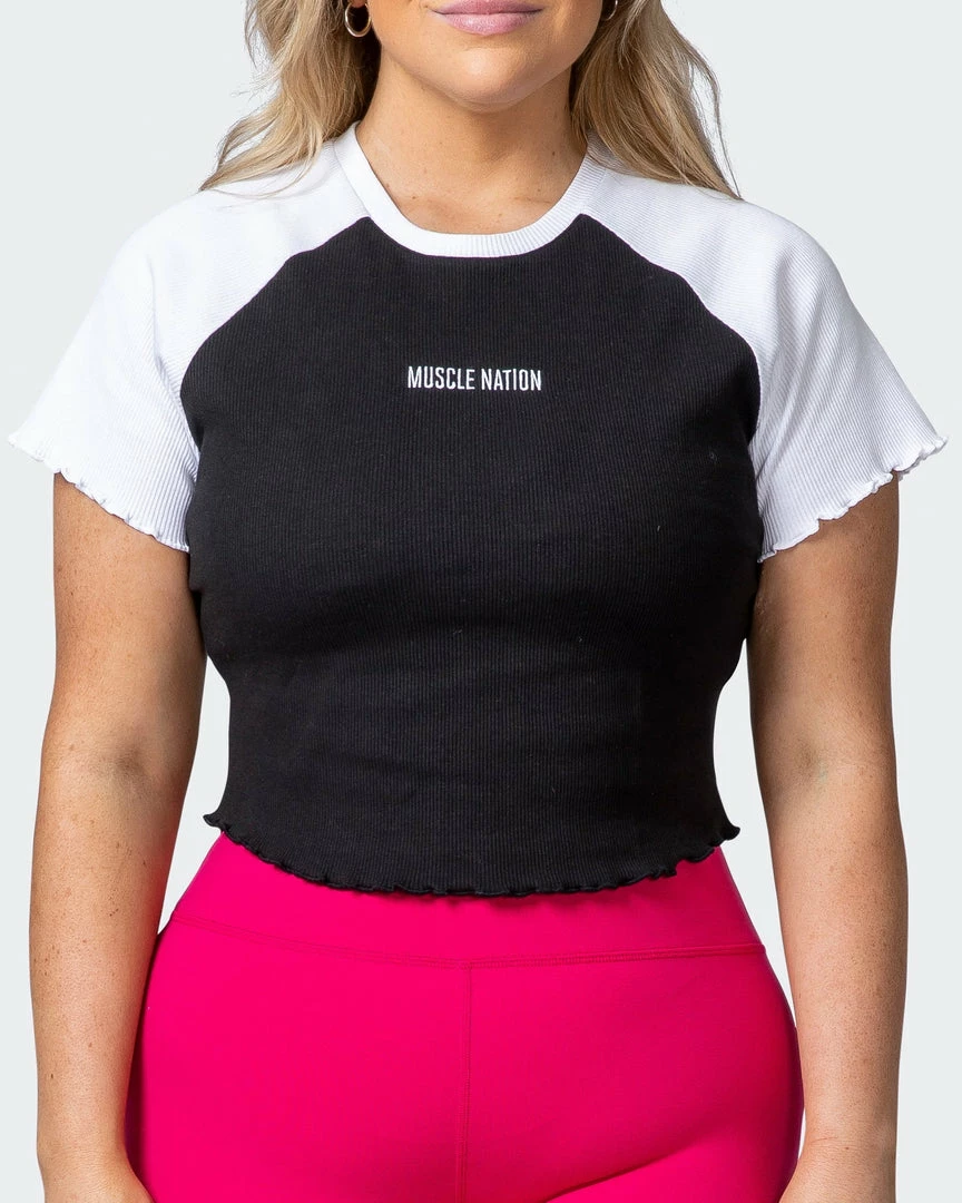 Promo โ Muscle Nation Dream Big Lettuce Hem Ribbed Tee - Black / White 30% EOFY SALE ๐ฏ 4 Muscle Nation Dream Big Lettuce Hem Ribbed Tee - Black / White 30% EOFY SALE