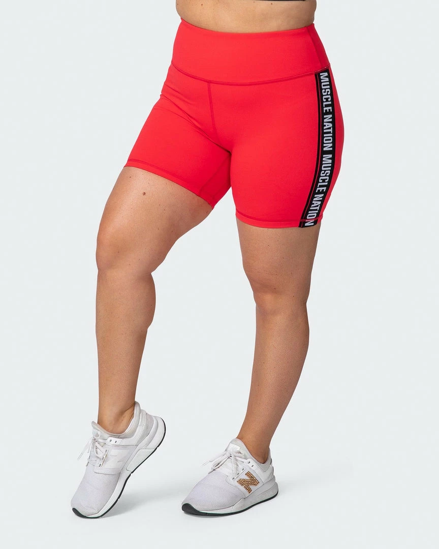 Cheap ⭐ Muscle Nation 👩 Womens Dynamic Bike Shorts - Hot Red 🛒 5 Muscle Nation Womens Dynamic Bike Shorts - Hot Red