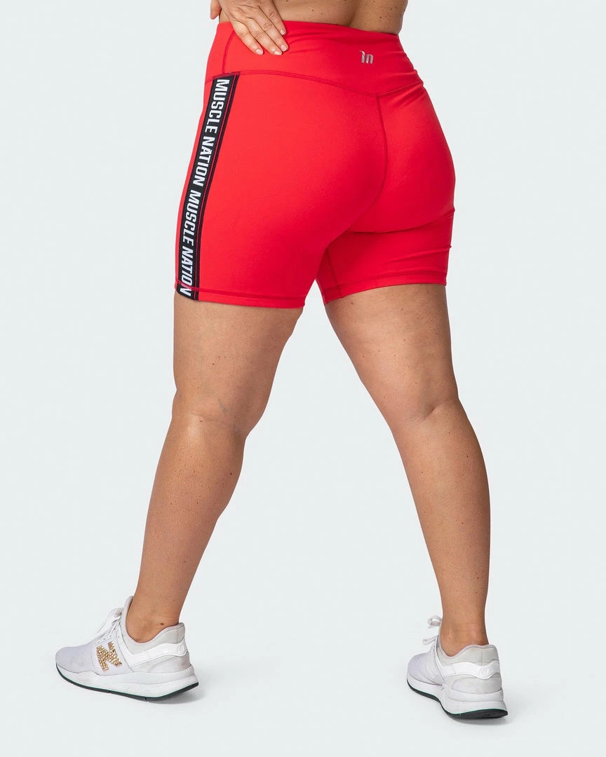 Cheap ⭐ Muscle Nation 👩 Womens Dynamic Bike Shorts - Hot Red 🛒 6 Muscle Nation Womens Dynamic Bike Shorts - Hot Red