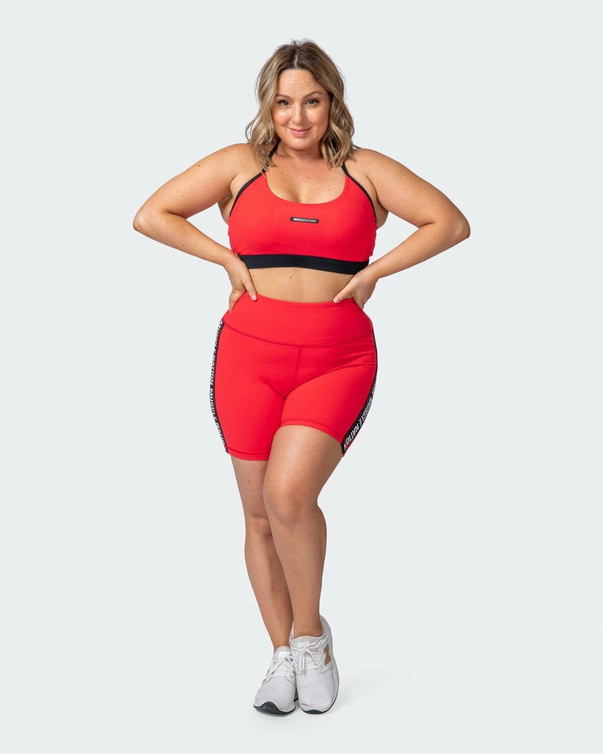 Cheap ⭐ Muscle Nation 👩 Womens Dynamic Bike Shorts - Hot Red 🛒 10 Muscle Nation Womens Dynamic Bike Shorts - Hot Red