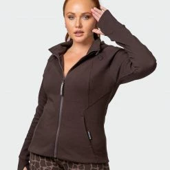 Muscle Nation Dynamic Zip Through Jacket - Cocoa