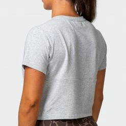 Muscle Nation Elevate Cropped Tee - Light Grey Marl