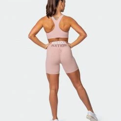 Muscle Nation Prize Fighter Bike Shorts - Fawn W/ White & Wine Womens