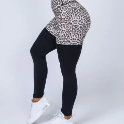 Muscle Nation Two Tone Scrunch Leggings - Yellow Leopard / Black Scrunch Bum