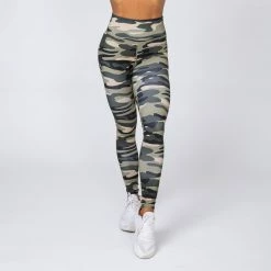 Muscle Nation Signature Full Length Scrunch Leggings - Green Camo Scrunch Bum
