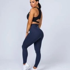 Muscle Nation Signature Full Length Scrunch Leggings - Navy Blue
