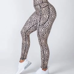 Muscle Nation Full Length Pocket Leggings - Yellow Leopard Womens