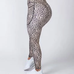 Muscle Nation Full Length Pocket Leggings - Yellow Leopard Womens