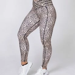 Muscle Nation Full Length V Wrap Leggings - Yellow Leopard Womens