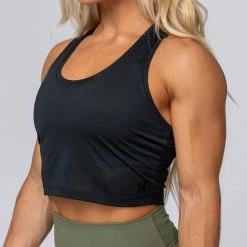 Muscle Nation Womens HBxMN Breeze Cropped Mesh Tank - Black